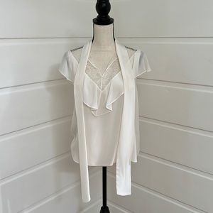 White silk Alice + Olivia NWOT tie-neck blouse